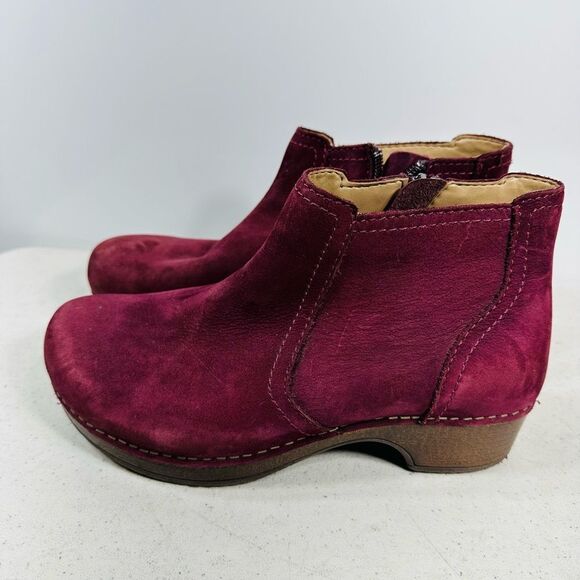 Excellent Dansko Barbara Bootie In Beautiful Wine Nubuck, Women’s Size 36-5-5,5 - Picture 4 of 8